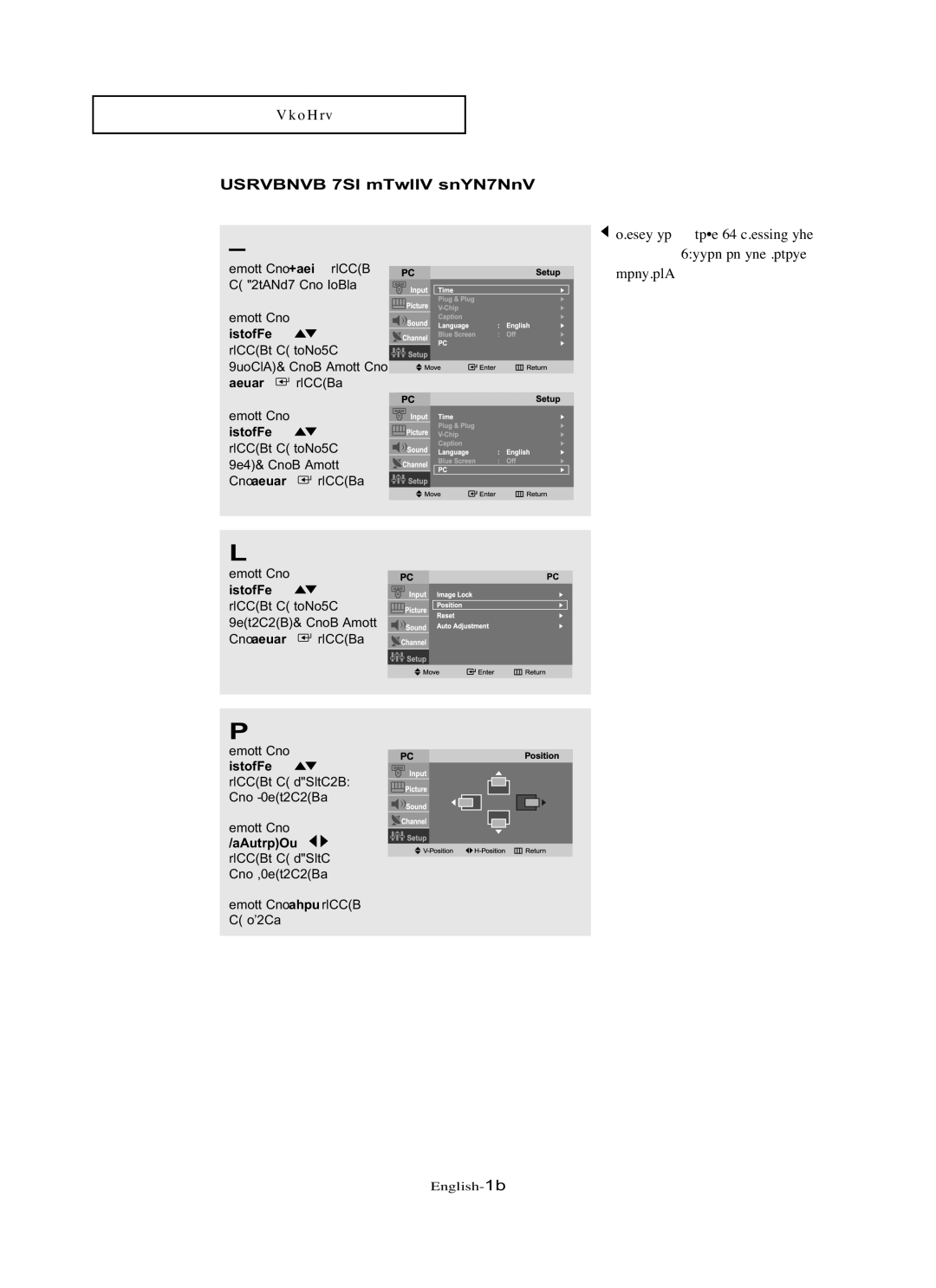 Samsung LN-R1742 manual Changing the Screen Position 