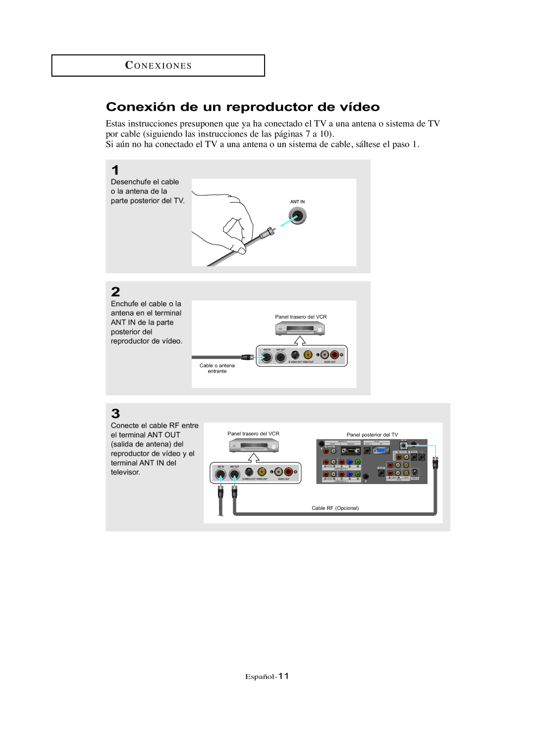 Samsung LN-R237W, LN-R3228W, LN-R267W, LN-R327W, LN-R2668W manual Conexión de un reproductor de vídeo 