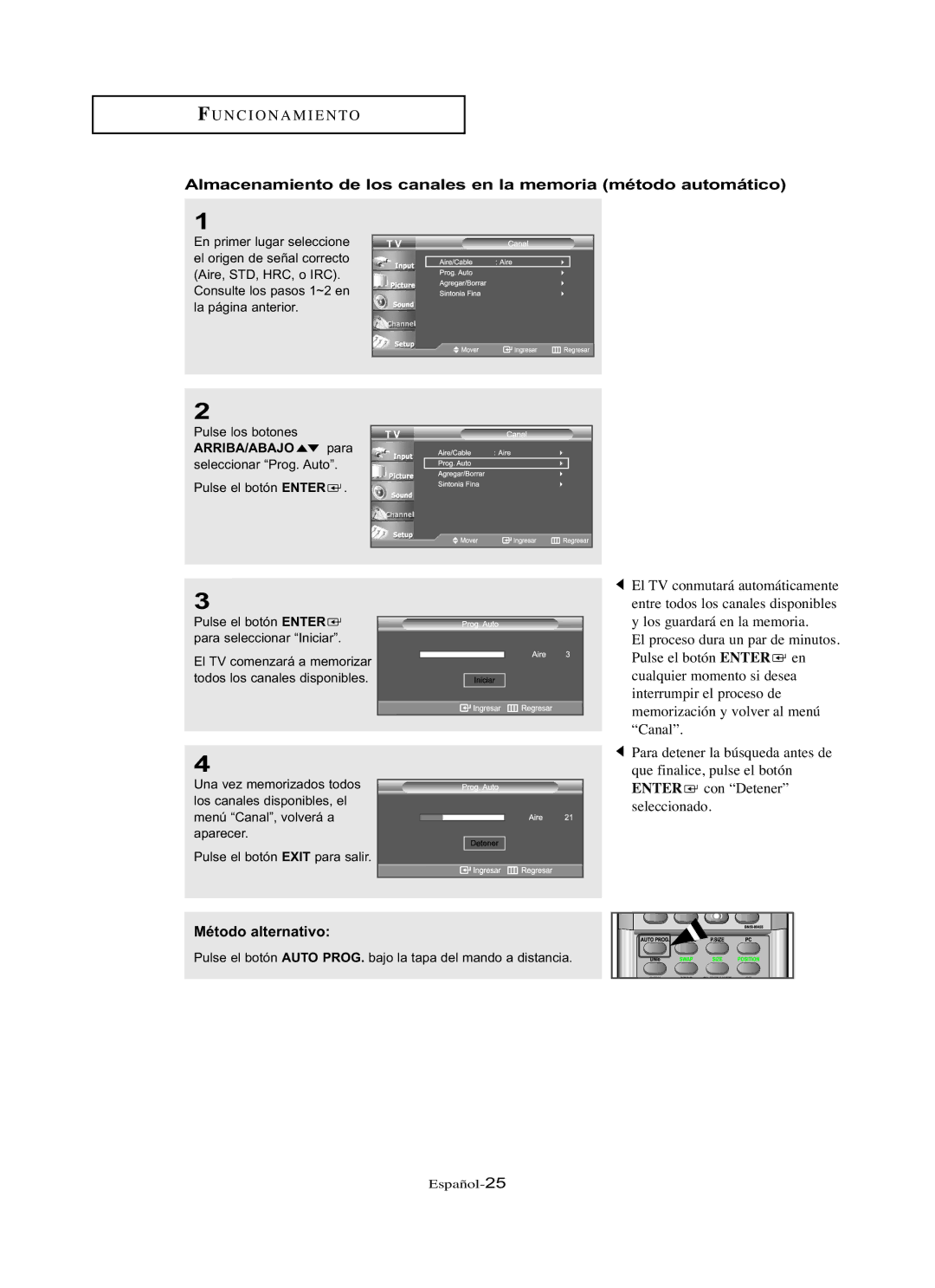 Samsung LN-R3228W, LN-R237W, LN-R267W, LN-R327W, LN-R2668W manual Método alternativo 