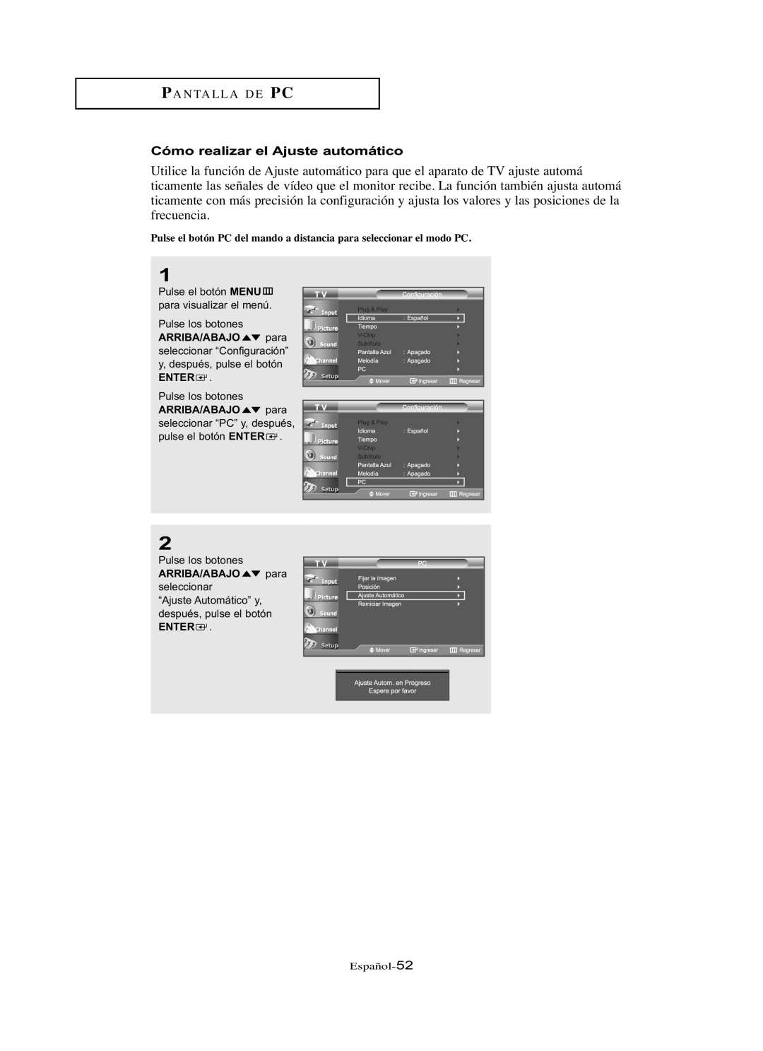 Samsung LN-R267W, LN-R3228W, LN-R237W, LN-R327W, LN-R2668W manual Cómo realizar el Ajuste automático 