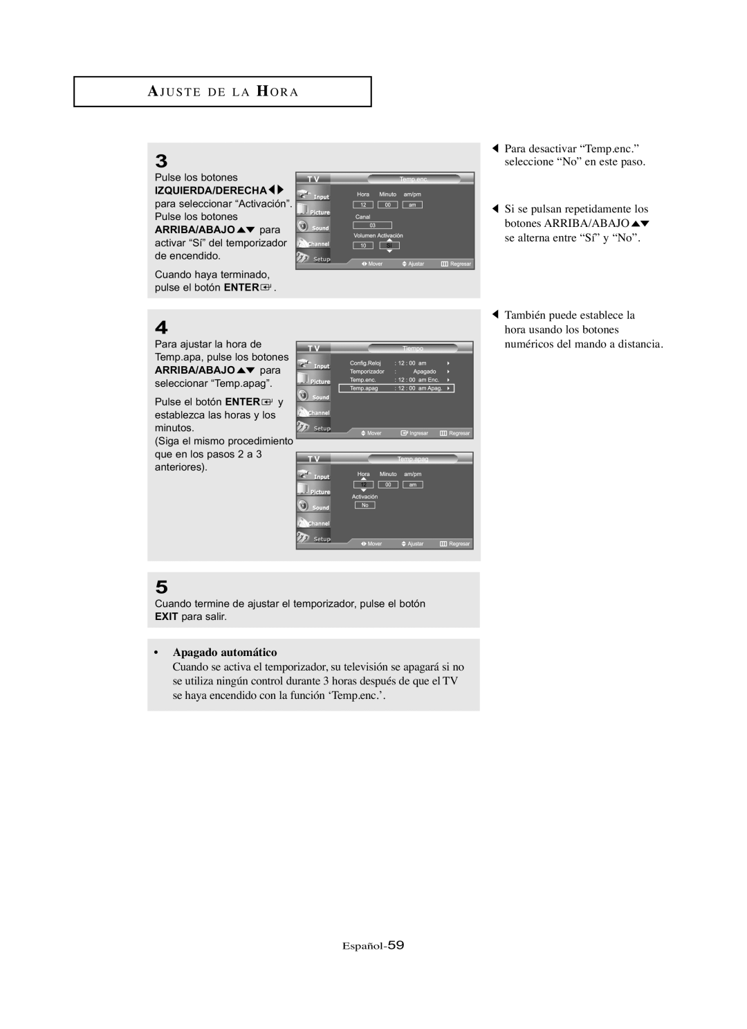 Samsung LN-R2668W, LN-R3228W, LN-R237W, LN-R267W, LN-R327W manual Apagado automático 