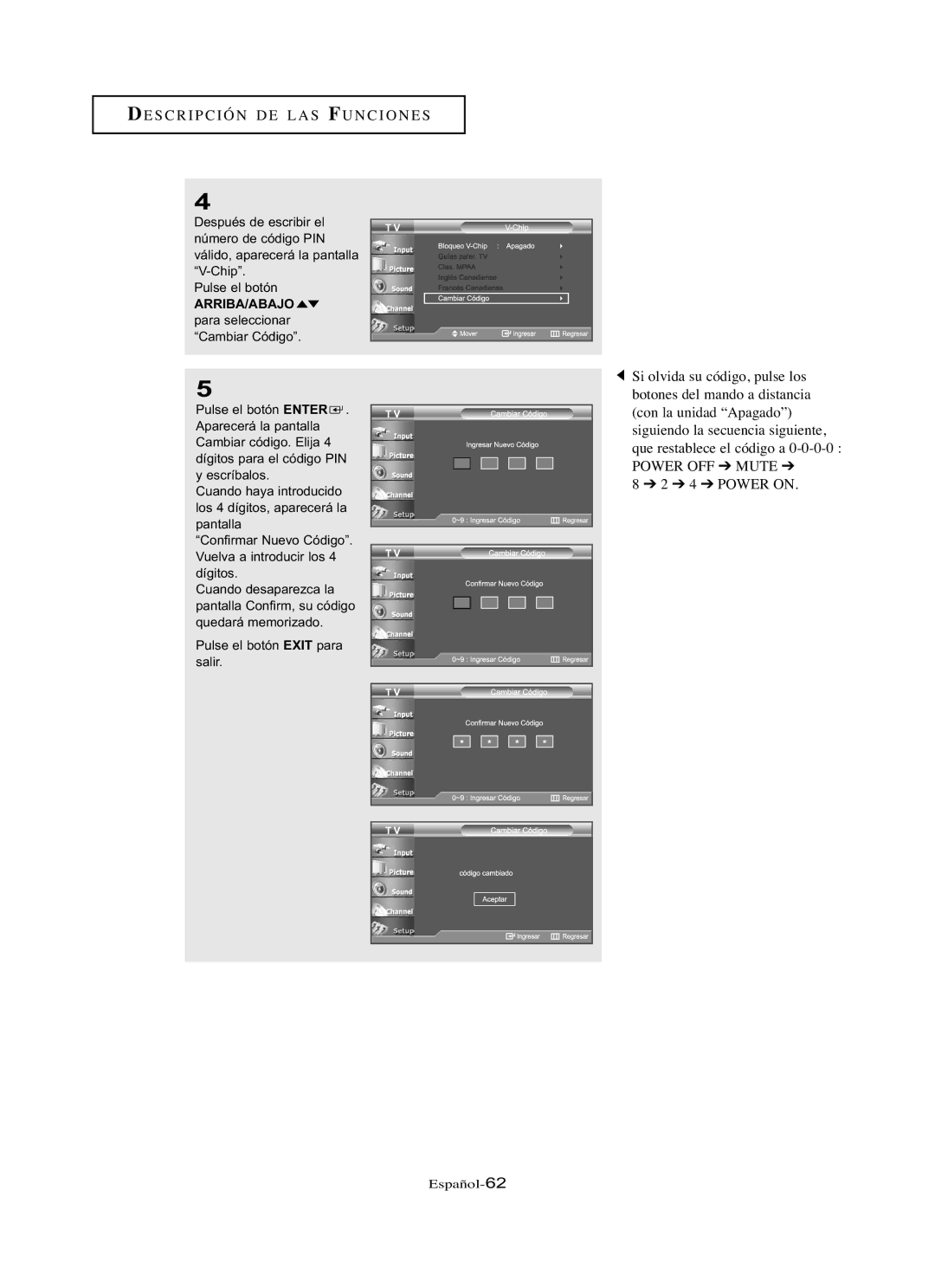 Samsung LN-R267W, LN-R3228W, LN-R237W, LN-R327W, LN-R2668W manual Power OFF Mute 