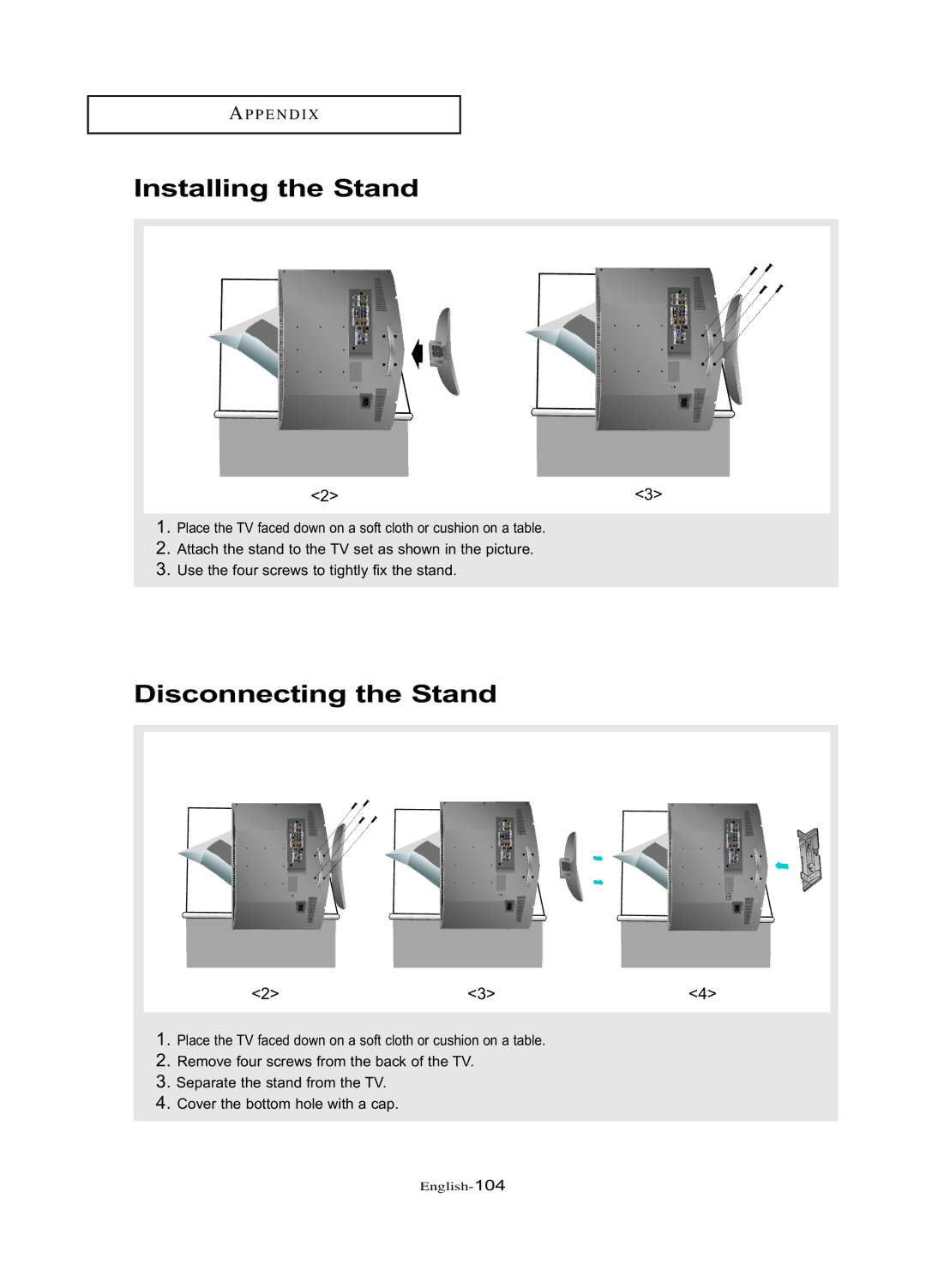 Samsung LN-R377D manual Installing the Stand 