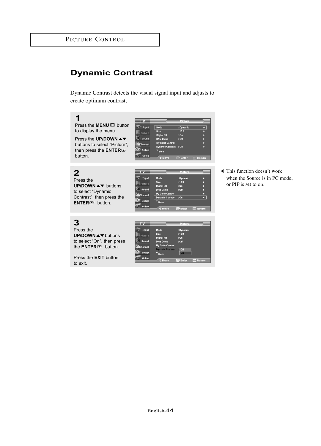 Samsung LN-R377D manual Dynamic Contrast 