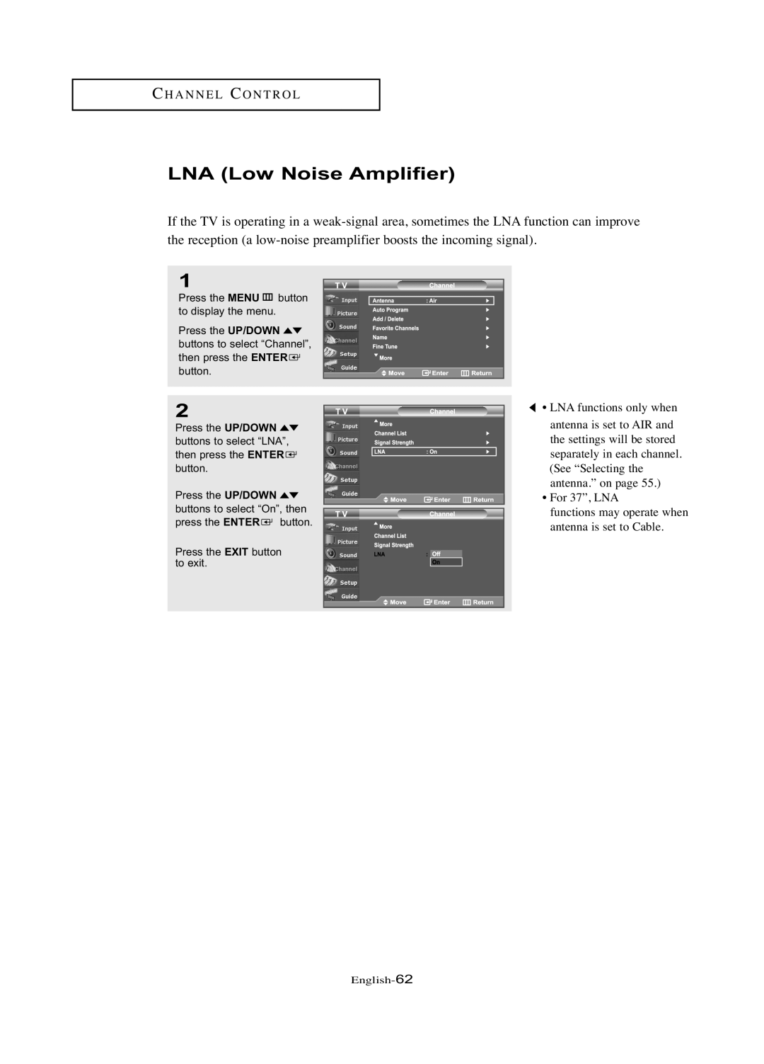 Samsung LN-R377D manual LNA Low Noise Amplifier 