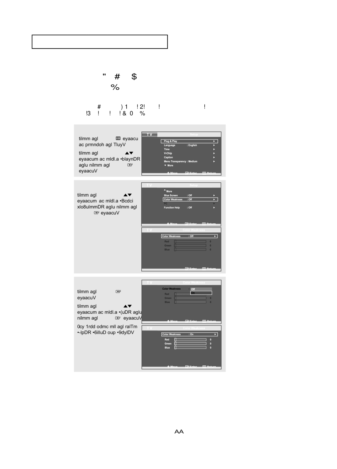 Samsung LN-R377D manual Using the Color Weakness Enhancement Option 