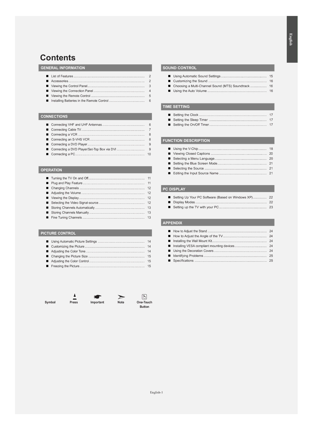 Samsung LN-S1951W manual Contents 