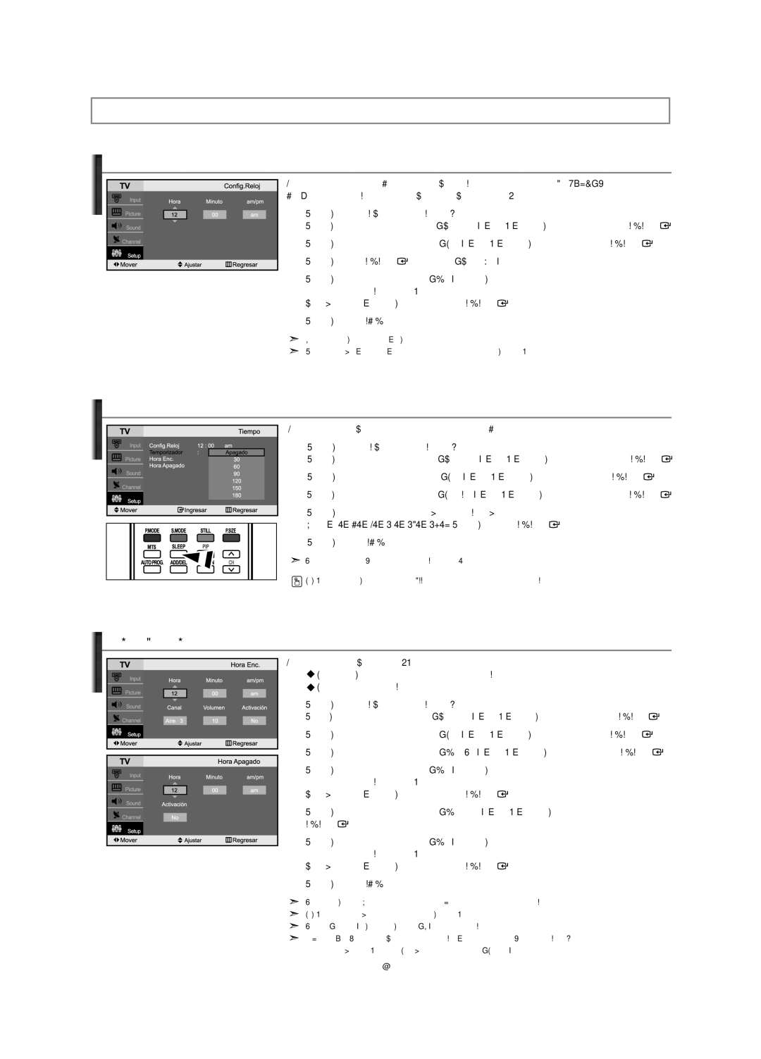 Samsung LN-S2338W manual Ajuste de la Hora, Configuración del reloj, Configuración del temporizador de sueño 