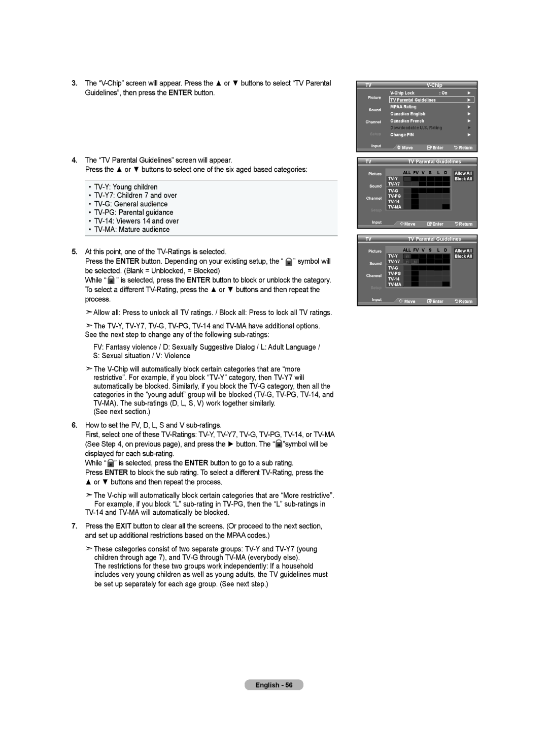 Samsung LN-T4642H manual TV Parental Guidelines 