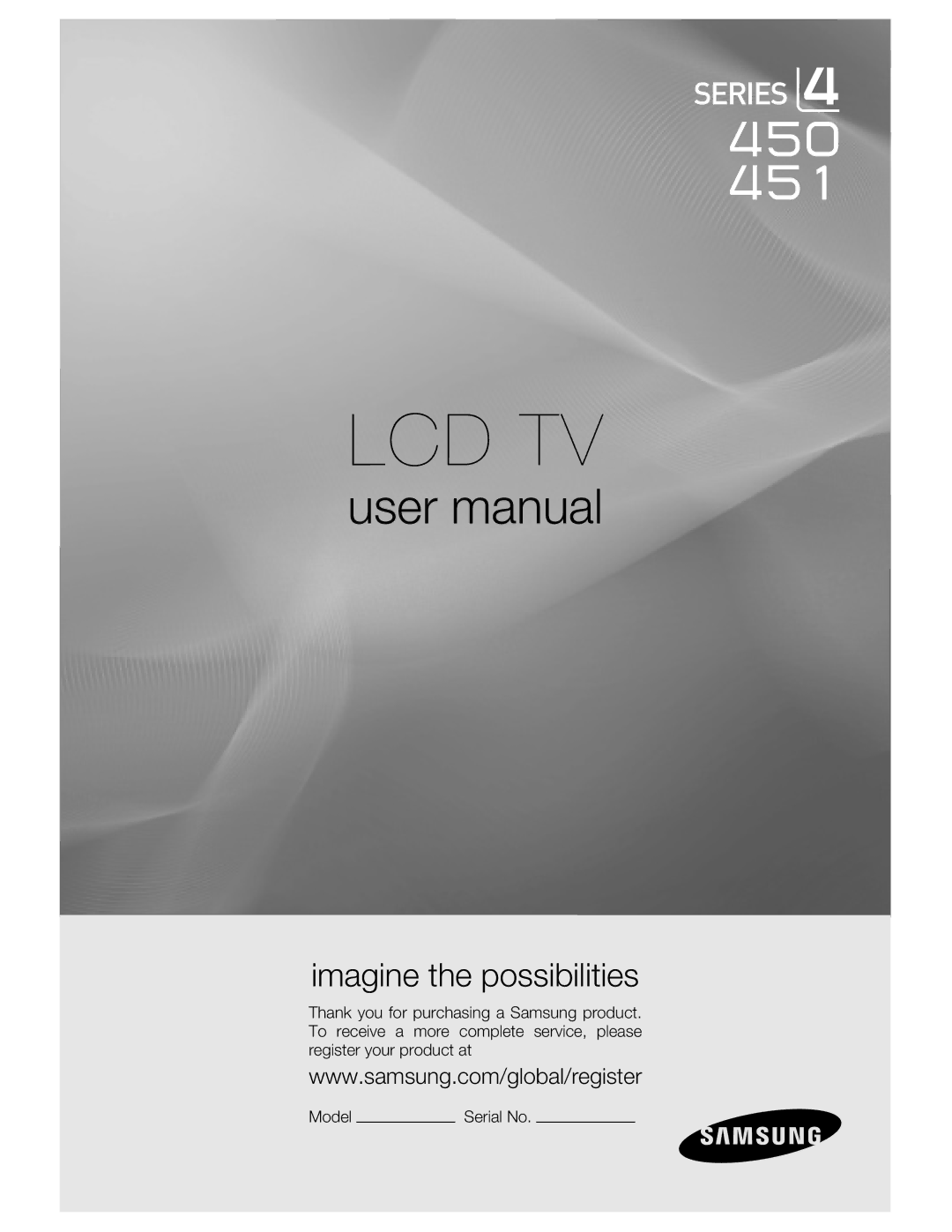 Samsung LN19A450 user manual Lcd Tv 