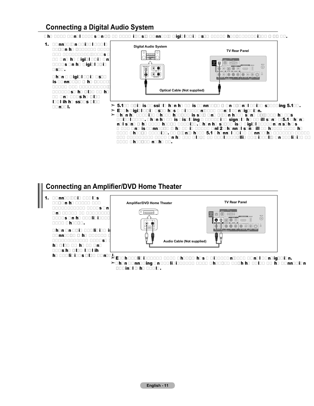 Samsung LN19A450 user manual Connecting a Digital Audio System, Connecting an Ampli 