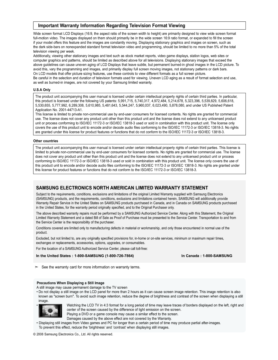 Samsung LN19A450 user manual See the warranty card for more information on warranty terms 