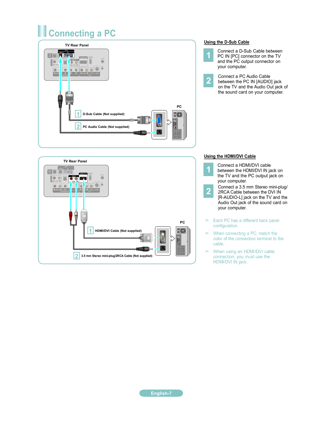 Samsung LN19A450 user manual Connecting a PC 