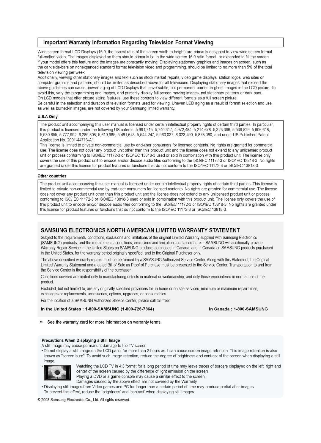 Samsung Series L3, LN22A330, LN22A0J1D user manual See the warranty card for more information on warranty terms 