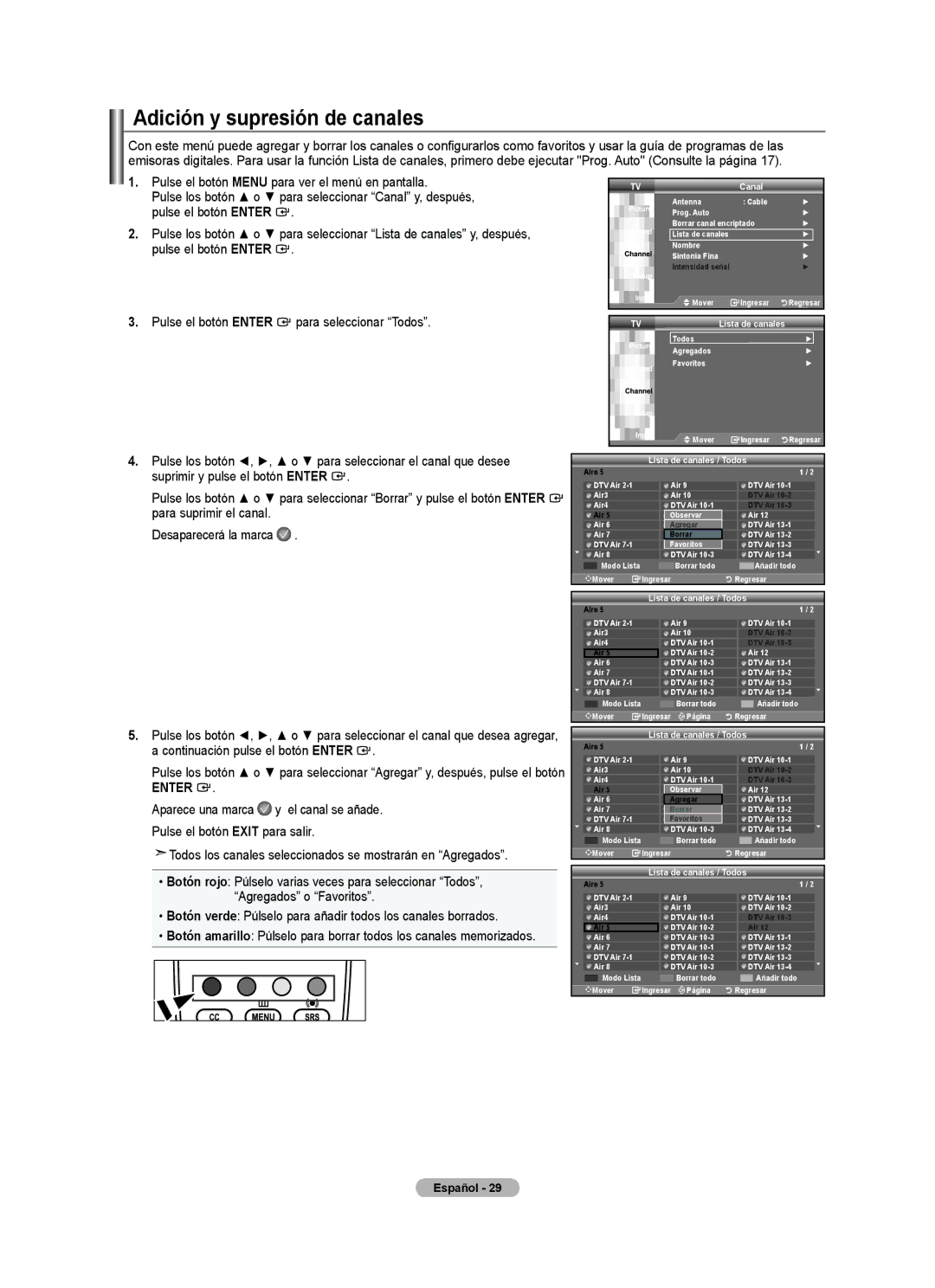 Samsung Series L3, LN22A330, LN22A0J1D user manual Adición y supresión de canales 