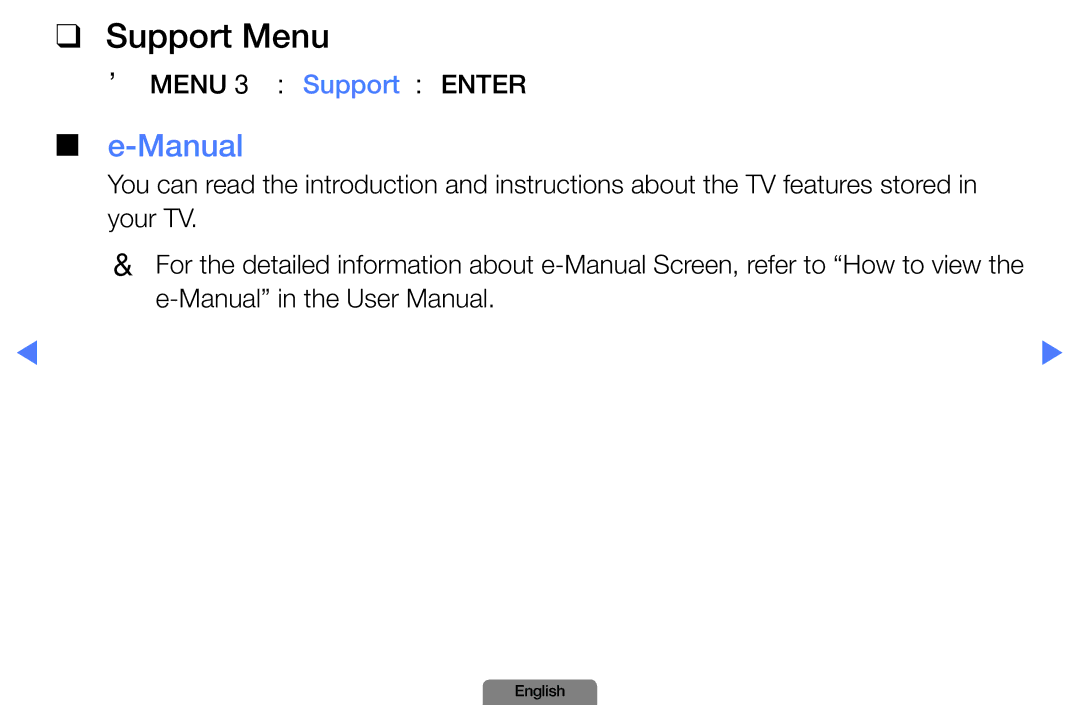 Samsung LN37D550, LN26D450 manual Support Menu, Manual, OO MENUm → Support → Entere 