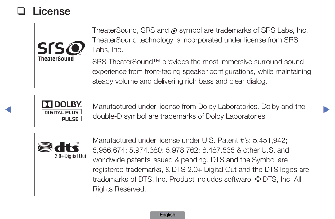 Samsung LN37D550, LN26D450 manual License 