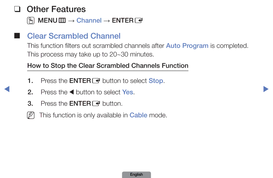 Samsung LN37D550, LN26D450 manual Other Features, Clear Scrambled Channel 
