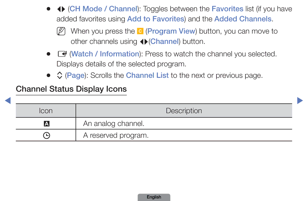 Samsung LN26D450, LN37D550 manual Description, An analog channel Reserved program 