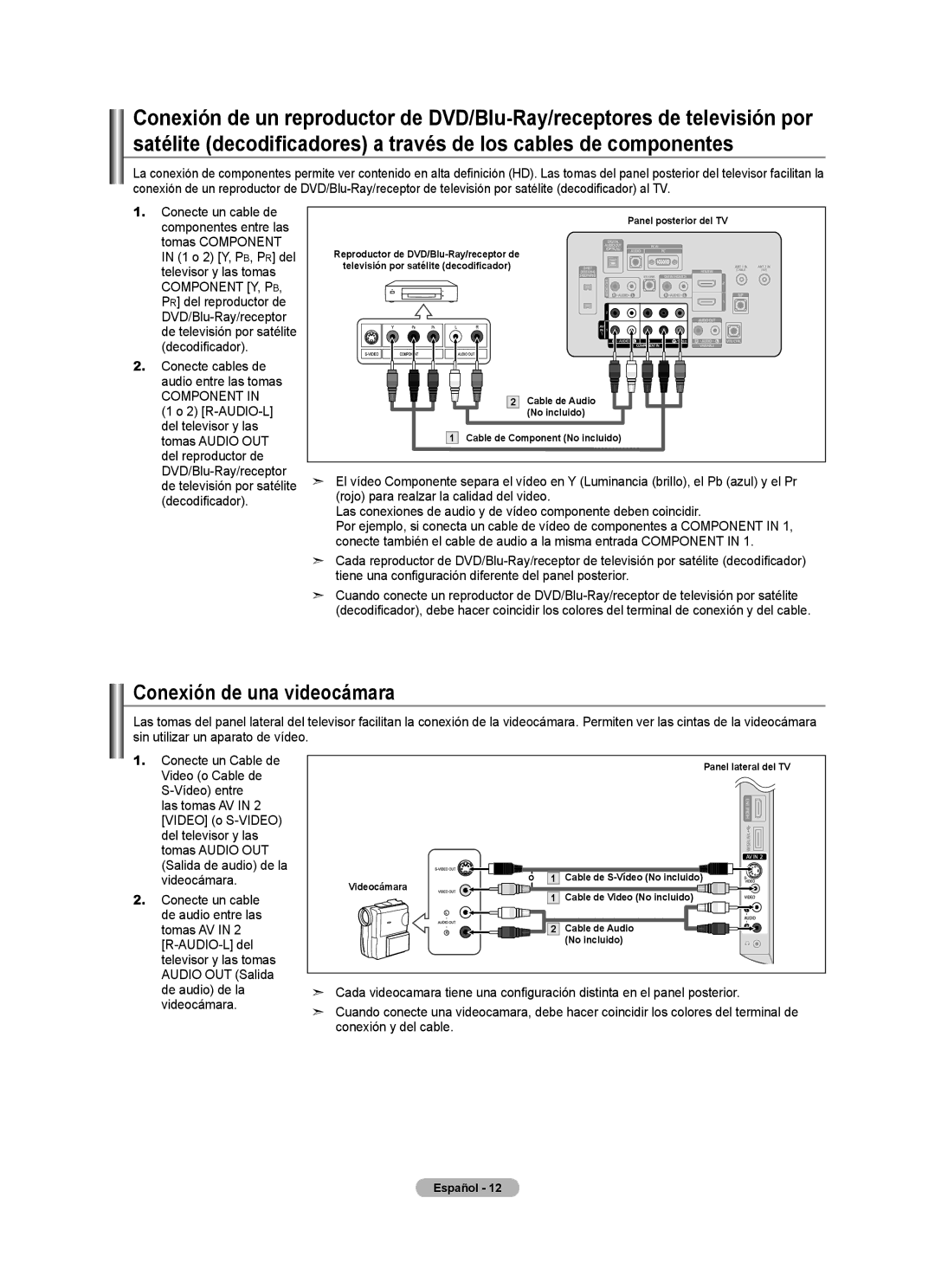 Samsung LN2A620A1F, LN32A620A1F, LN40A620A1F user manual Conexión de una videocámara 