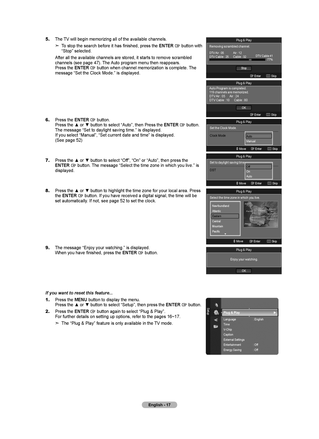 Samsung LN32A620A1F, LN2A620A1F, LN40A620A1F user manual Press the Menu button to display the menu, Plug & Play 