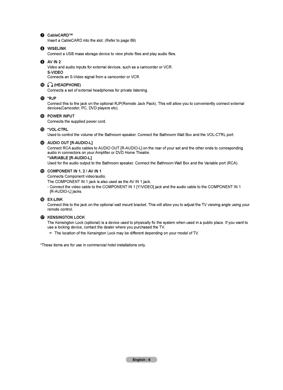 Samsung LN40A620A1F, LN2A620A1F, LN32A620A1F user manual CableCARD, Rjp 