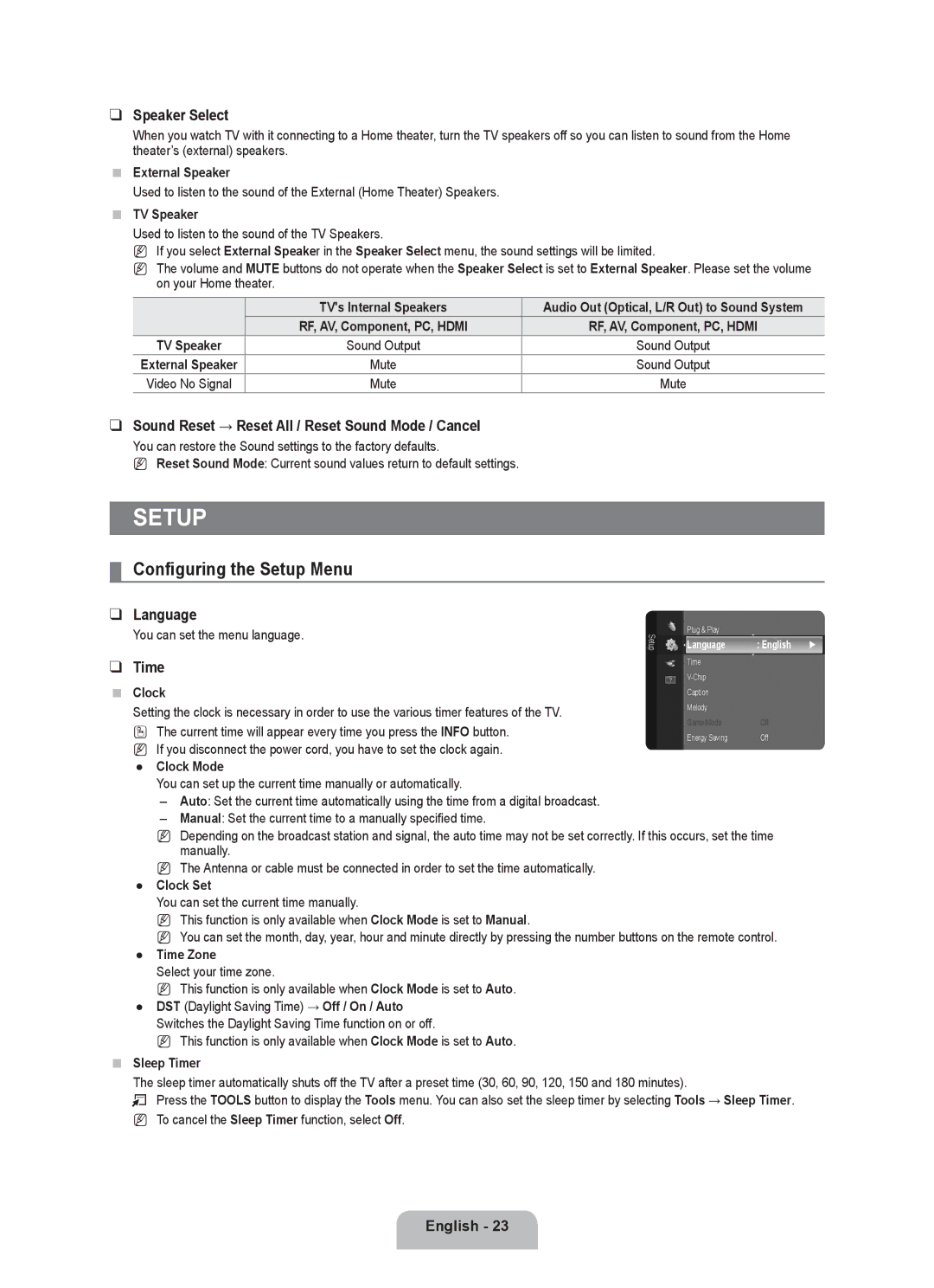 Samsung LN2B40 user manual Configuring the Setup Menu 