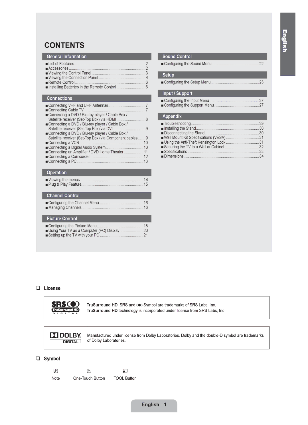 Samsung LN2B40 user manual Contents 