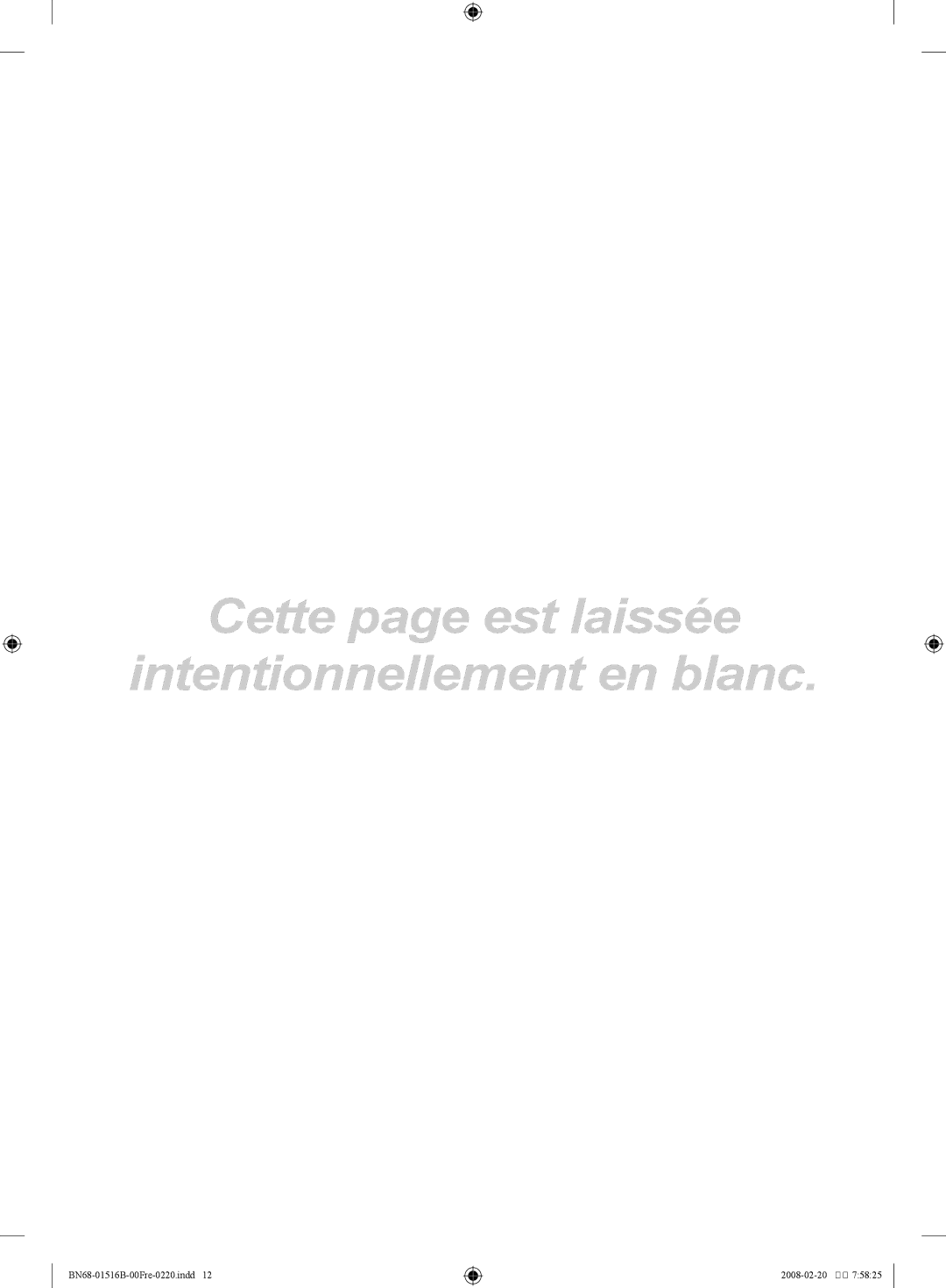 Samsung LN37A330J1D, LN32A330J1D, LN26A330J1D, LN40A330J1D manual Cette page est laissée Intentionnellement en blanc 