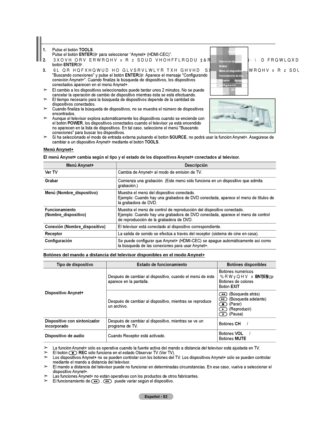 Samsung LN32A450C1 user manual Búsqueda y cambio de dispositivos Anynet+ 