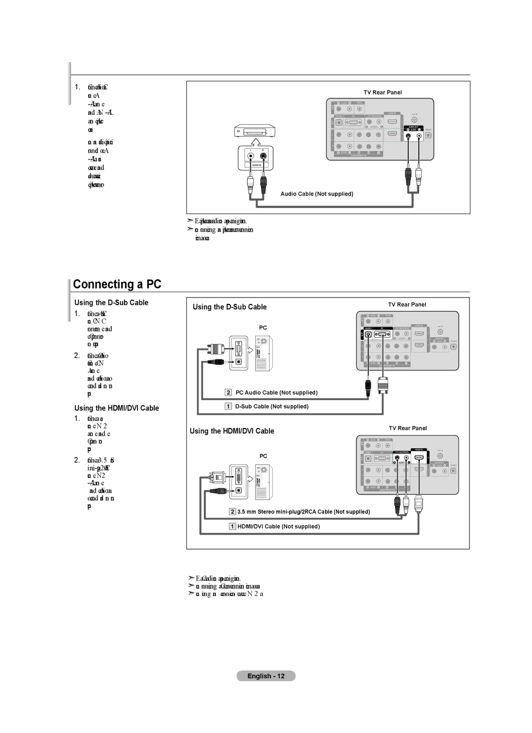 Samsung LN32A450C1 user manual Connecting an Amplifier/DVD Home Theater, Connecting a PC, Using the D-Sub Cable 