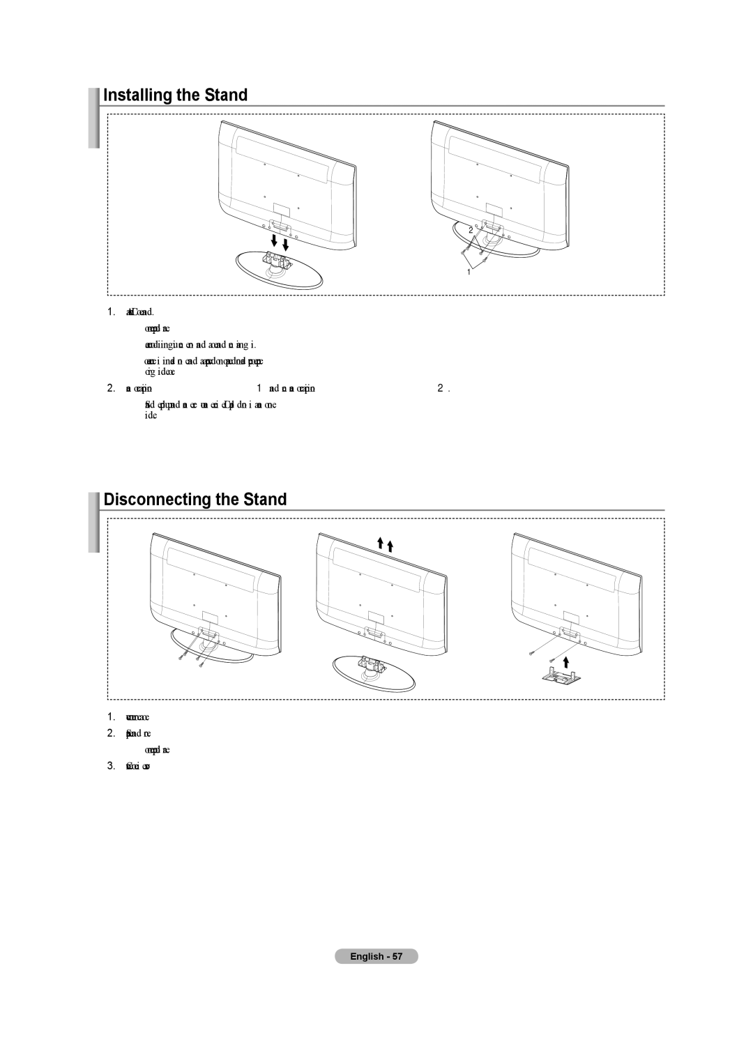 Samsung LN32A450C1 user manual Installing the Stand, Disconnecting the Stand 