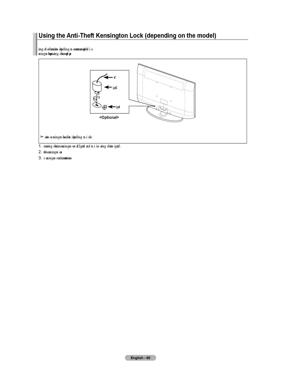 Samsung LN32A450C1 user manual Using the Anti-Theft Kensington Lock depending on the model, Optional 