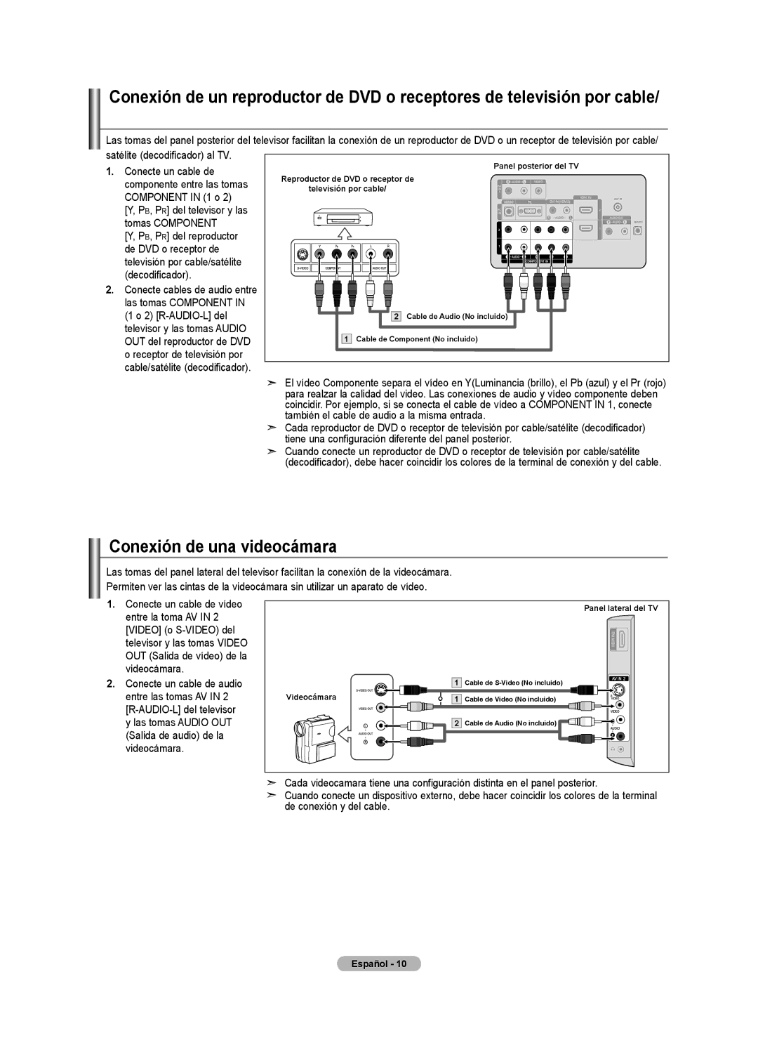 Samsung LN32A450C1 user manual Conexión de una videocámara, Entre las tomas AV, AUDIO-L del televisor Las tomas Audio OUT 