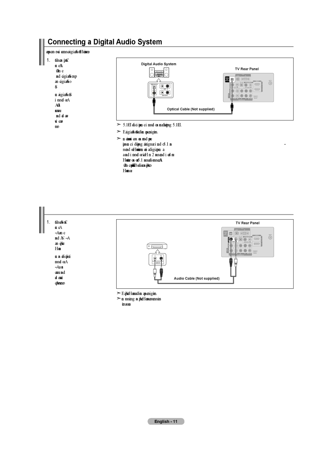 Samsung LN32A540P2D user manual Connecting a Digital Audio System, Connecting an Amplifier/DVD Home Theater 