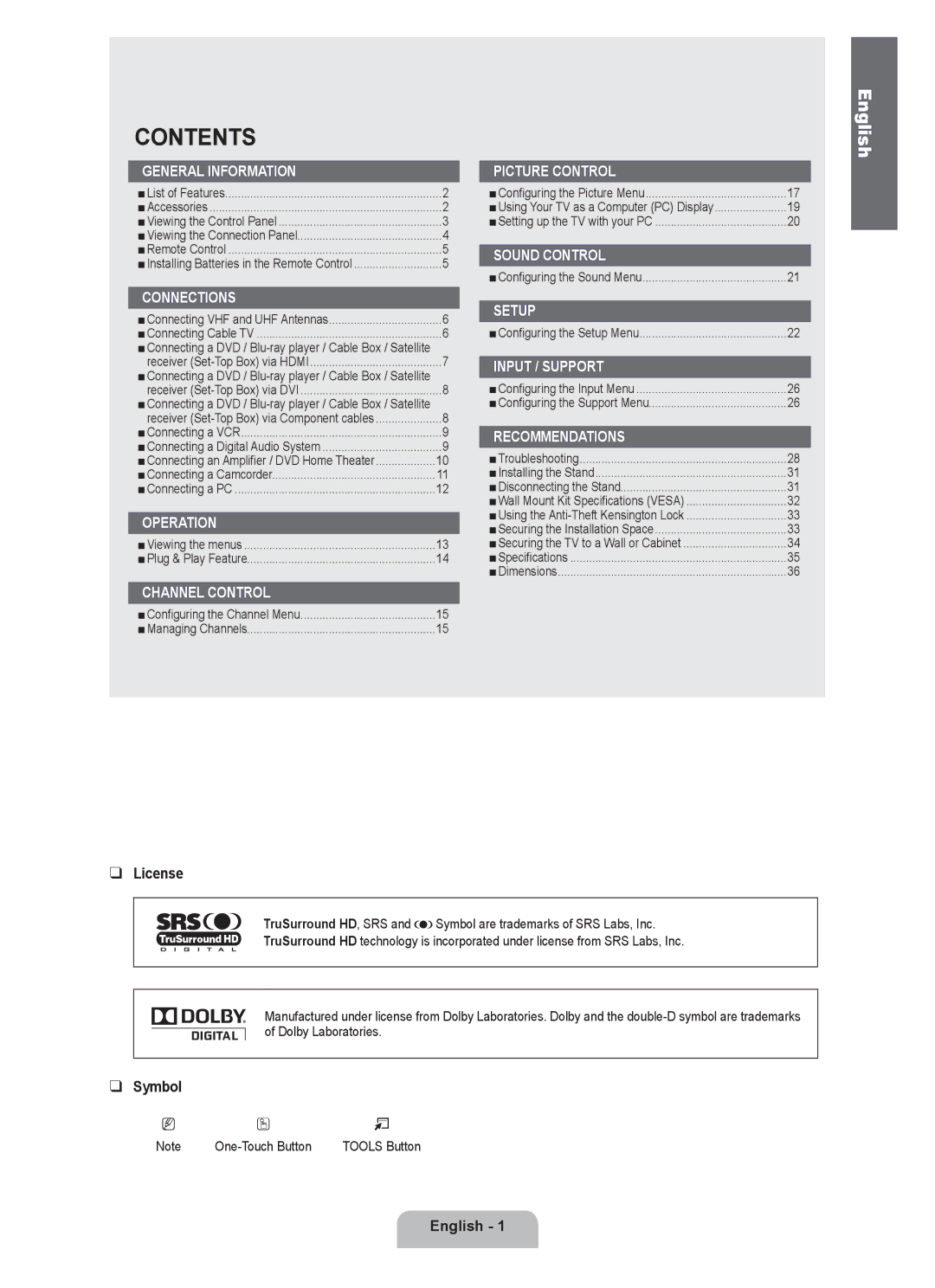 Samsung LN32B350F1D user manual Contents 