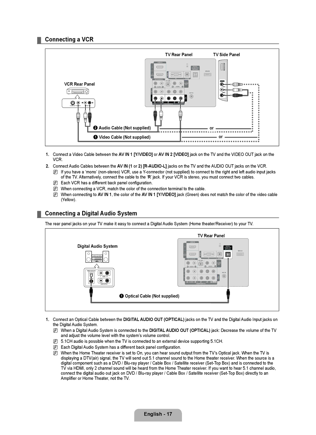 Samsung LN26B460, LN32B460, LN22B460 user manual Connecting a VCR 