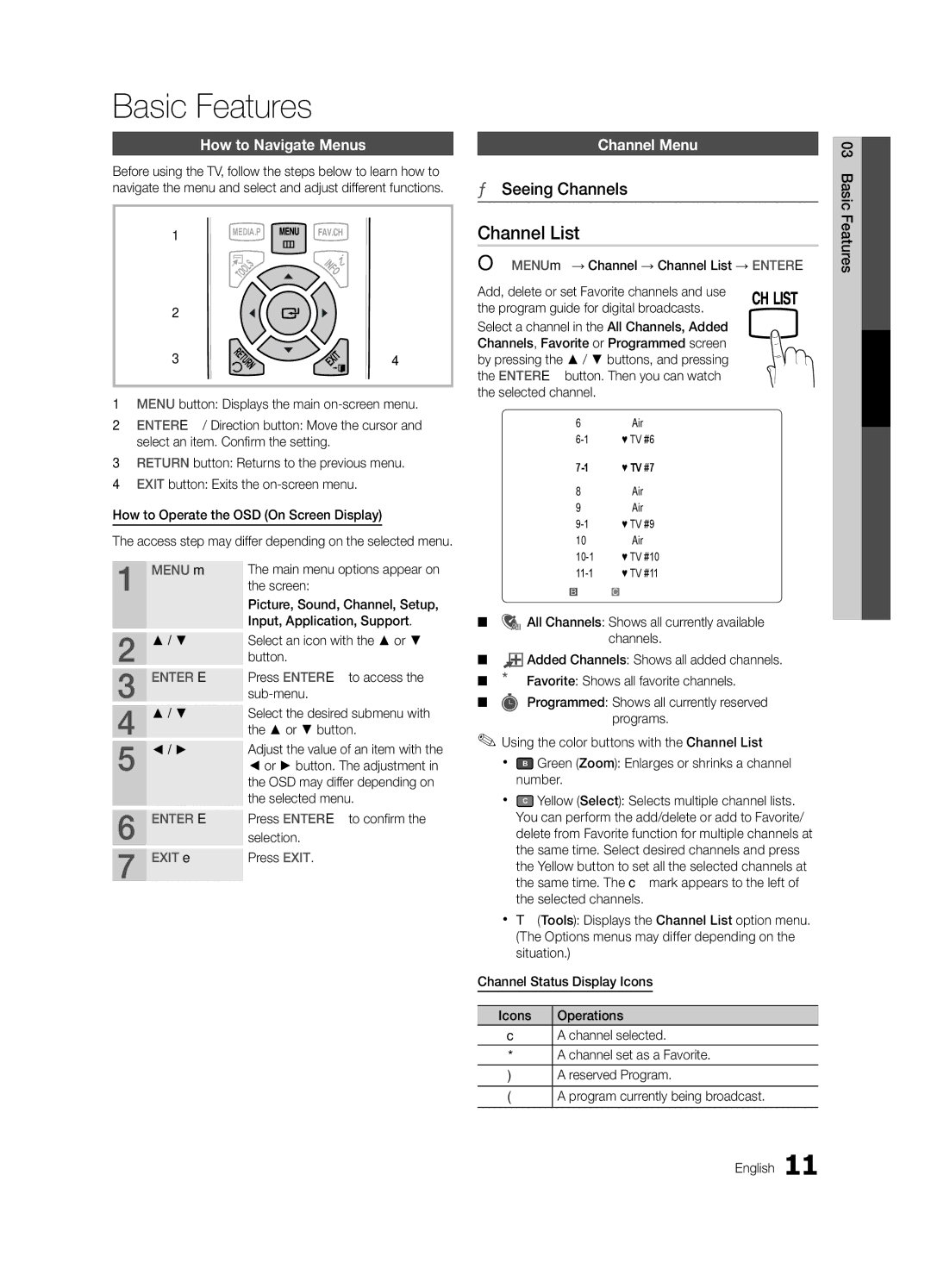 Samsung LN32C350 user manual Channel List, How to Navigate Menus, Channel Menu 