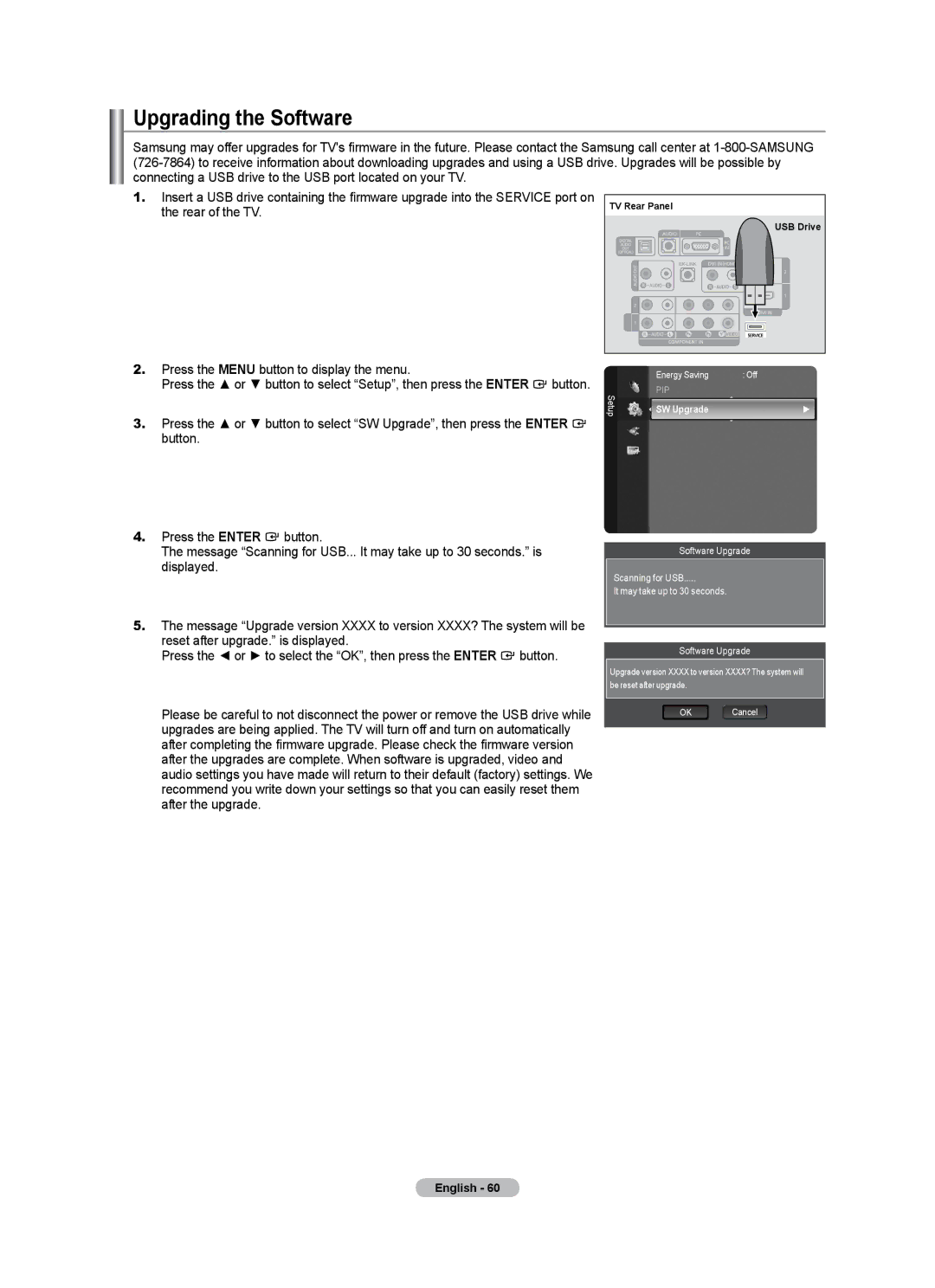 Samsung LN40A500T1F, LN46A500T1F user manual Upgrading the Software, SW Upgrade 