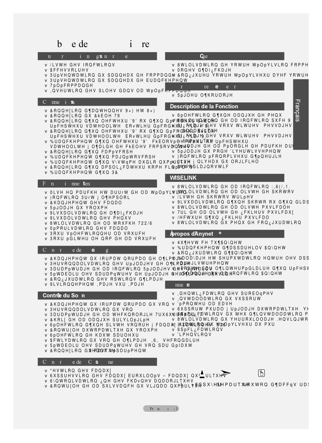 Samsung LN40A630M1F user manual Table des matières, Symboles Appuyer Remarque Bouton d’accès rapide 