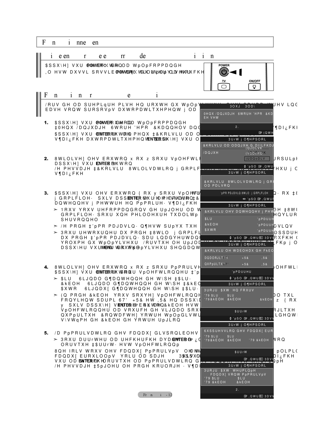 Samsung LN40A630M1F user manual Fonctionnement Mise en marche et arrêt de la télévision, Fonction Prêt à l’emploi 