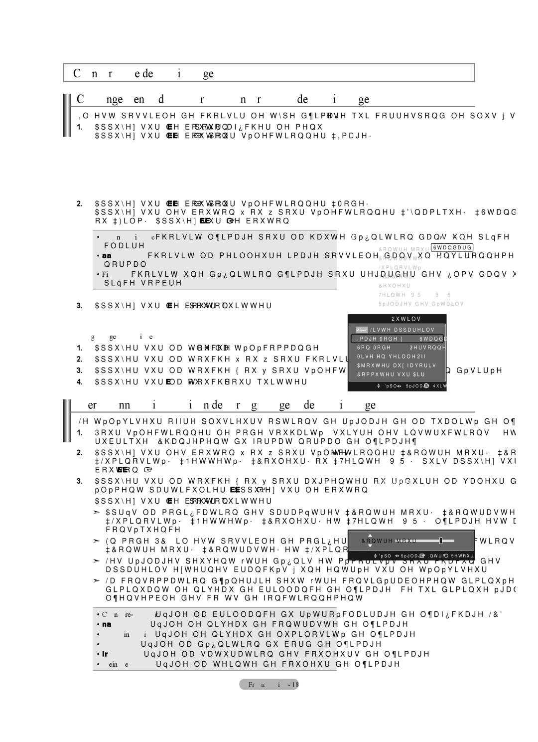 Samsung LN40A630M1F Contrôle de L’image Changement du format normal de l’image, Personnalisation des réglages de l’image 