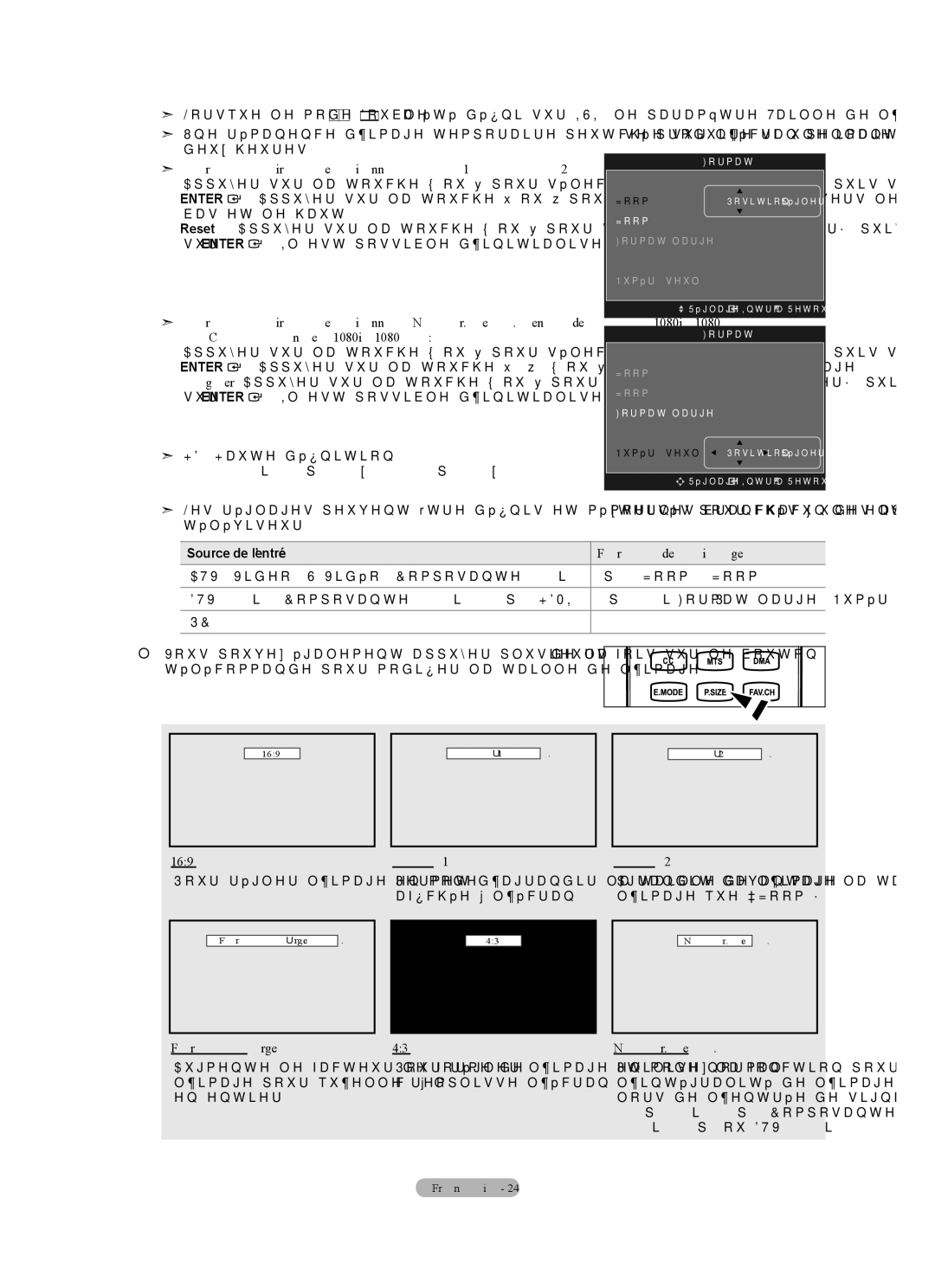 Samsung LN40A630M1F user manual Source de l’entrée Format de l’image, Format large, Numér. seul 