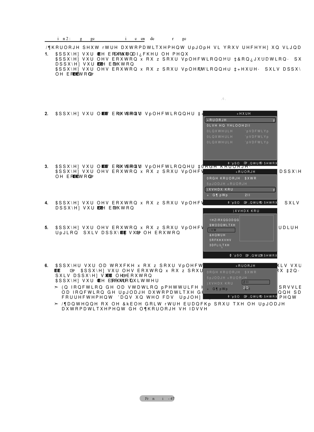 Samsung LN40A630M1F Option 2 Réglage Automatiquement de l’horloge, Horloge Mode horloge Auto, Fuseau hor ’ été Off 