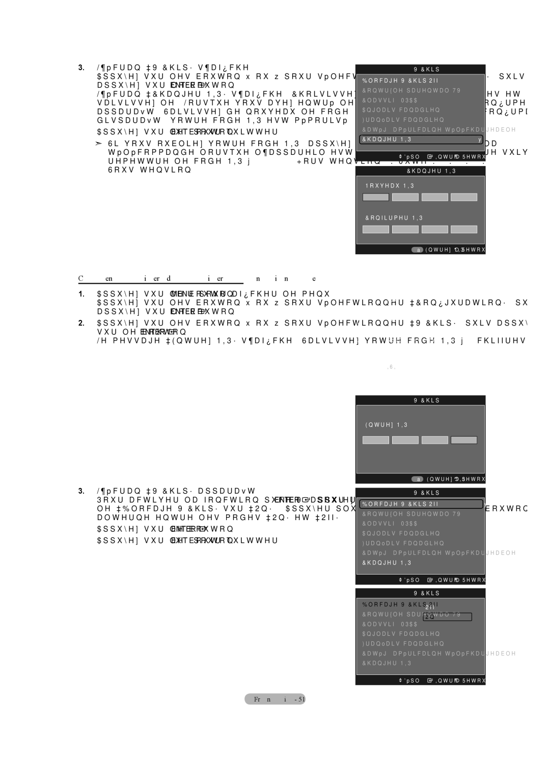 Samsung LN40A630M1F user manual Comment activer/désactiver la fonction puce, Chip Blocage V-Chip Off, Changer NIP 