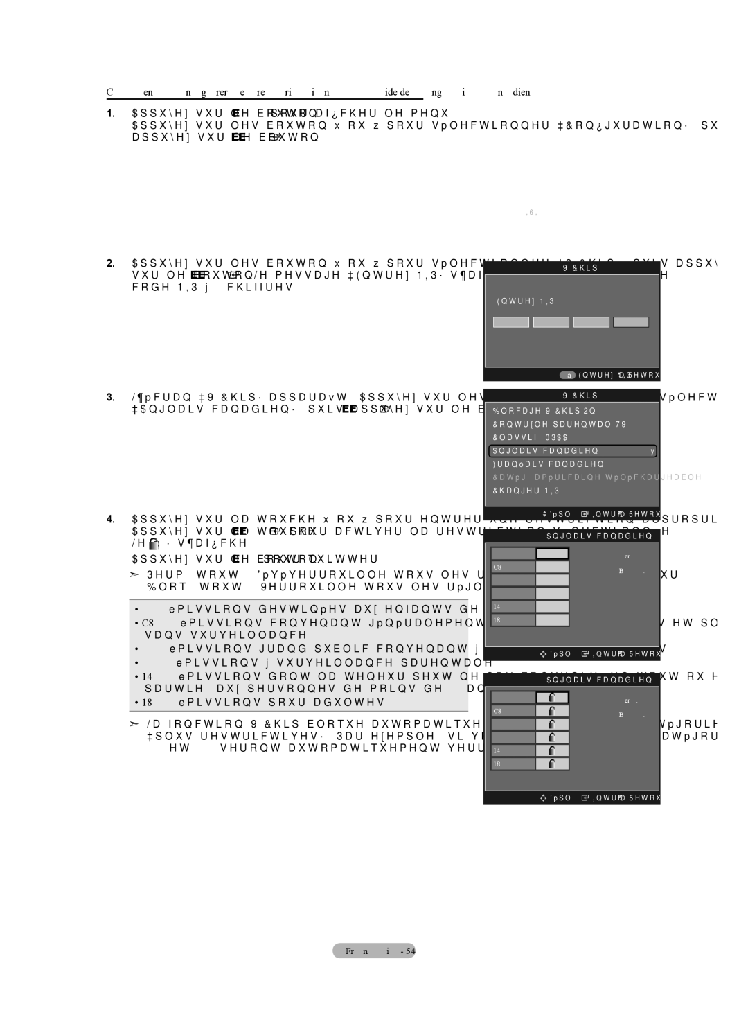 Samsung LN40A630M1F user manual Blocage V-Chip 