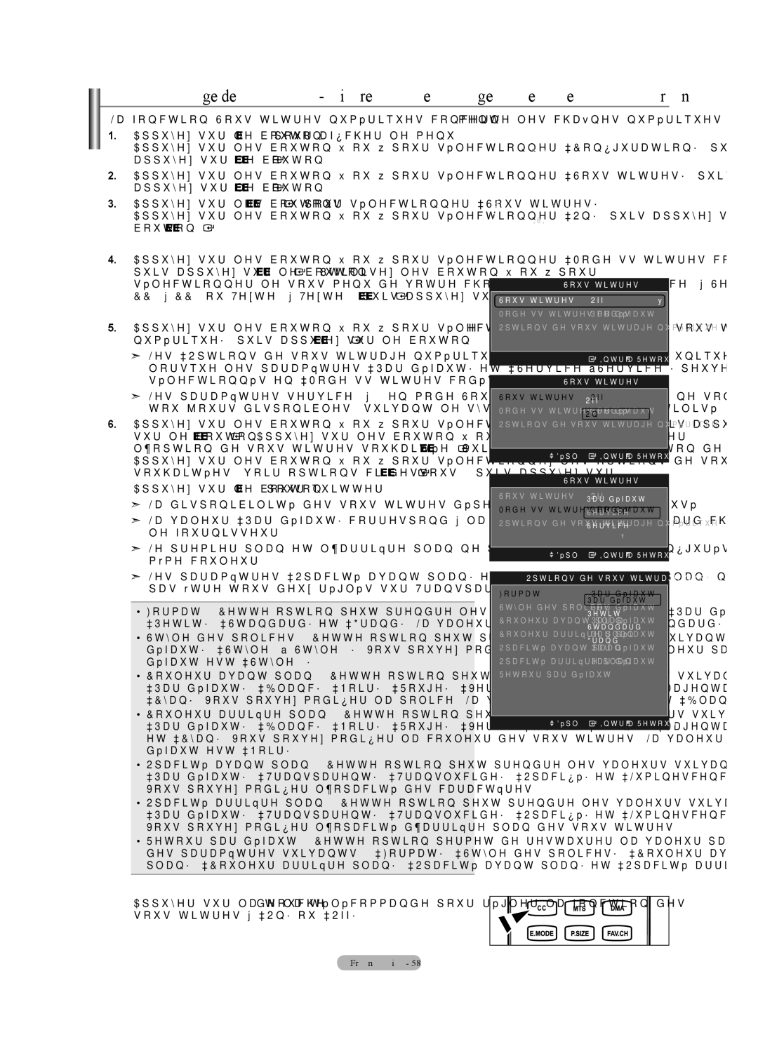 Samsung LN40A630M1F user manual Affichage des sous-titres messages texte à l’écran Numérique, Mode ss-titres codés 