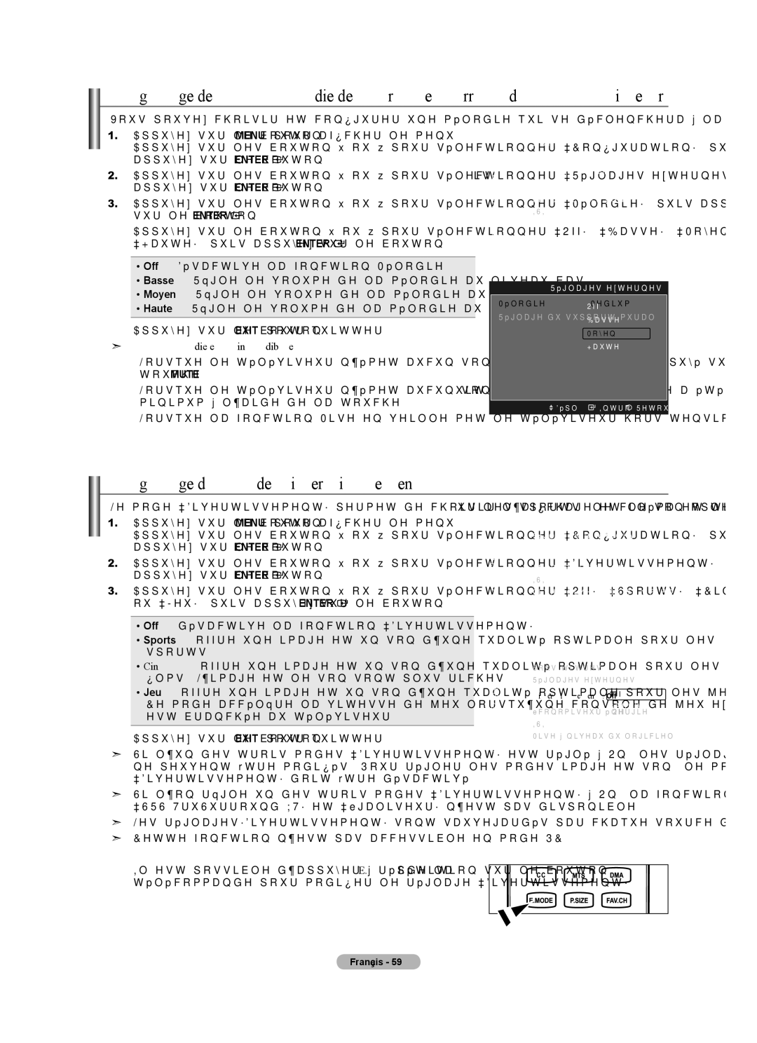 Samsung LN40A630M1F Réglage de la mélodie de marche/arrêt du téléviseur, Réglage du mode Divertissement, Réglages externes 