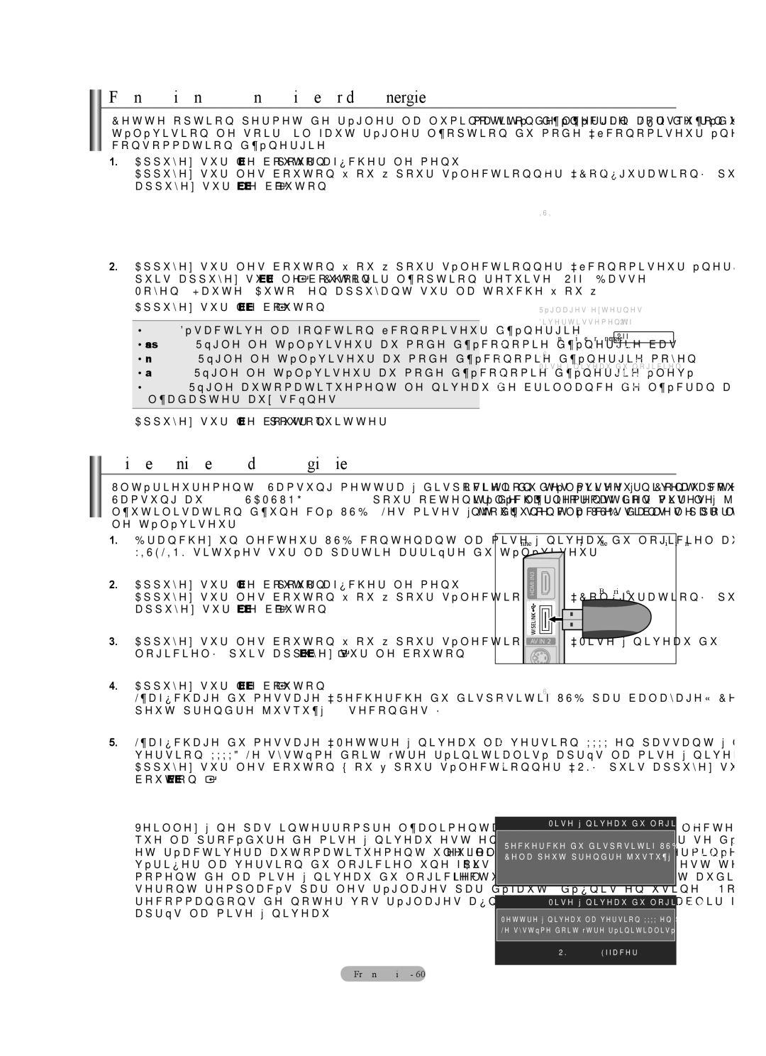 Samsung LN40A630M1F user manual Fonction économiseur d’énergie, Mise à niveau du logiciel, ’adapter aux scènes 