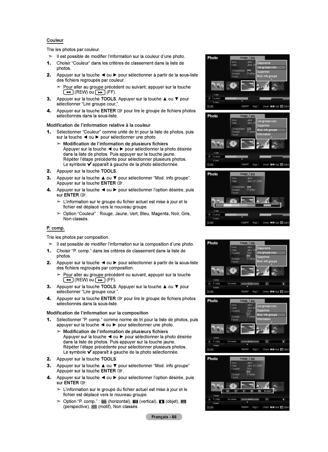 Samsung LN40A630M1F user manual Couleur, Modification de l’information relative à la couleur, Sur Enter, Non classés, Comp 